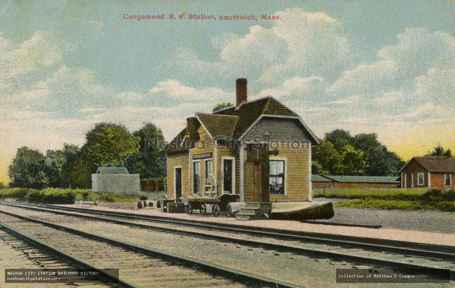 Postcard: Congamond Railroad Station, Southwick, Massachusetts